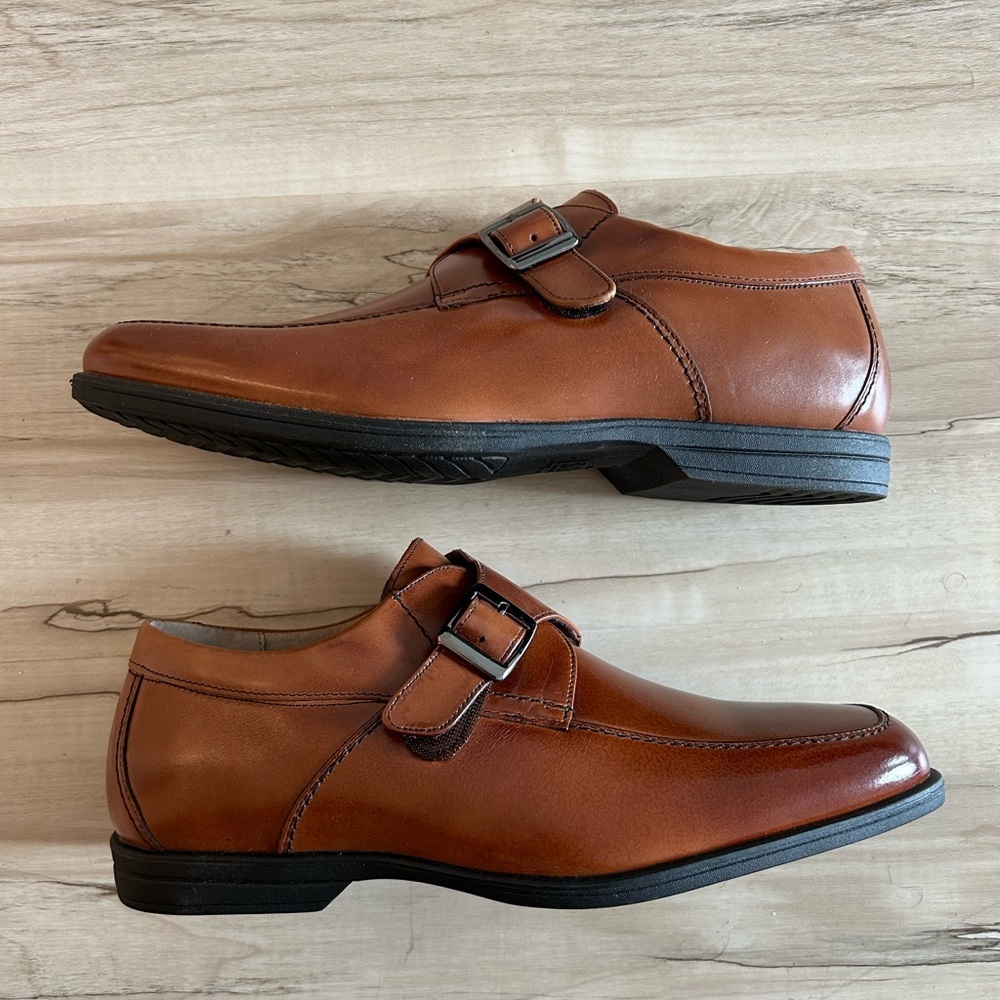 Florsheim Boys' Reveal Monk Jr Strap Cognac Leather Dress Shoes 16541-221 Sz: 7M - Picture 5 of 9